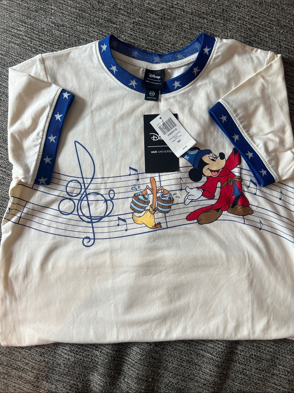 Disney White & Blue Mickey Sorcerer Graphic Tee-Fantasia Her Universe NWT✨🌌